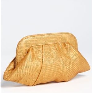 LAUREN MERKIN Lucy Metallic Lizard Clutch Purse